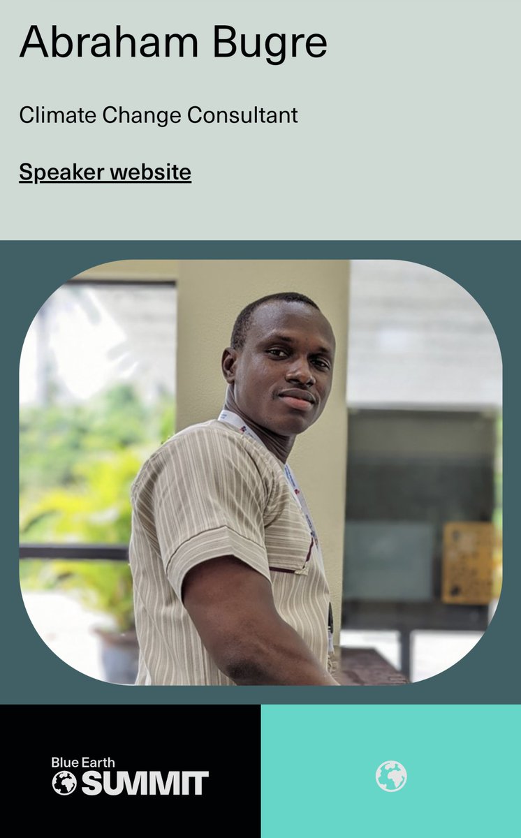 AbrahamBugre's tweet photo. Delighted to be invited to speak at the @BlueEarthSummit!
A gathering of amazing people in the business and environment space to inspire positive change for the planet.
I am super excited and honoured, and a big thanks to the #BES22 team.
#PouthPower #ClimateAction https://t.co/ip80WRUjkl