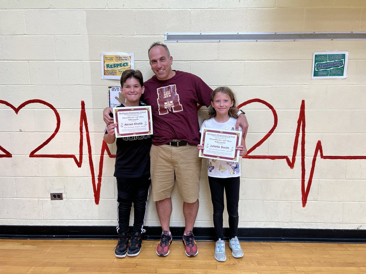 So proud to announce September Beekman Elementary School Physical Education Student of the Month Awards to Juliette Smith and Akram Khatib #proudofyoukeeprocking