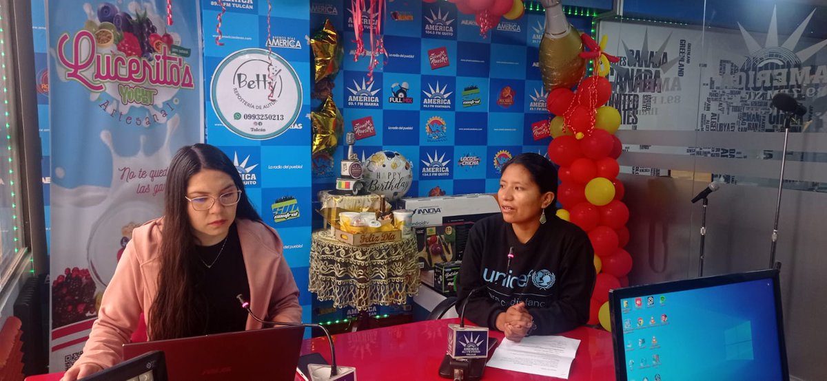 AmericaTulcanfm's tweet photo. 07-10-2022
Samay Cañamar, desde UNICEF invita a ser parte de la Campaña denominada "La Niña que Soy" la finalidad es hacer un llamado al trato adecuado a las niñas y evitar su vulneración, el próximo martes 11 se llevará a cabo un evento en el Teatro Lemarie de Tulcán. https://t.co/2TnoP34Tks