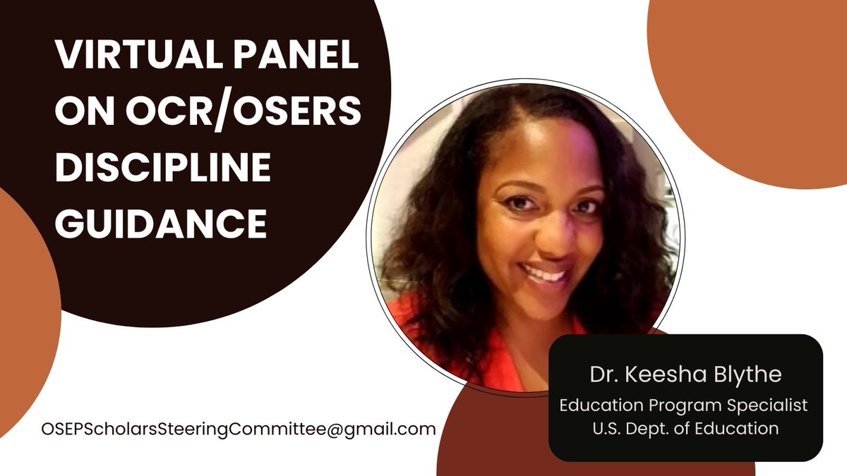 Special guest Dr. Keesha Blythe will speak on the new discipline guidance. Join us! tinyurl.com/OSEPOctober