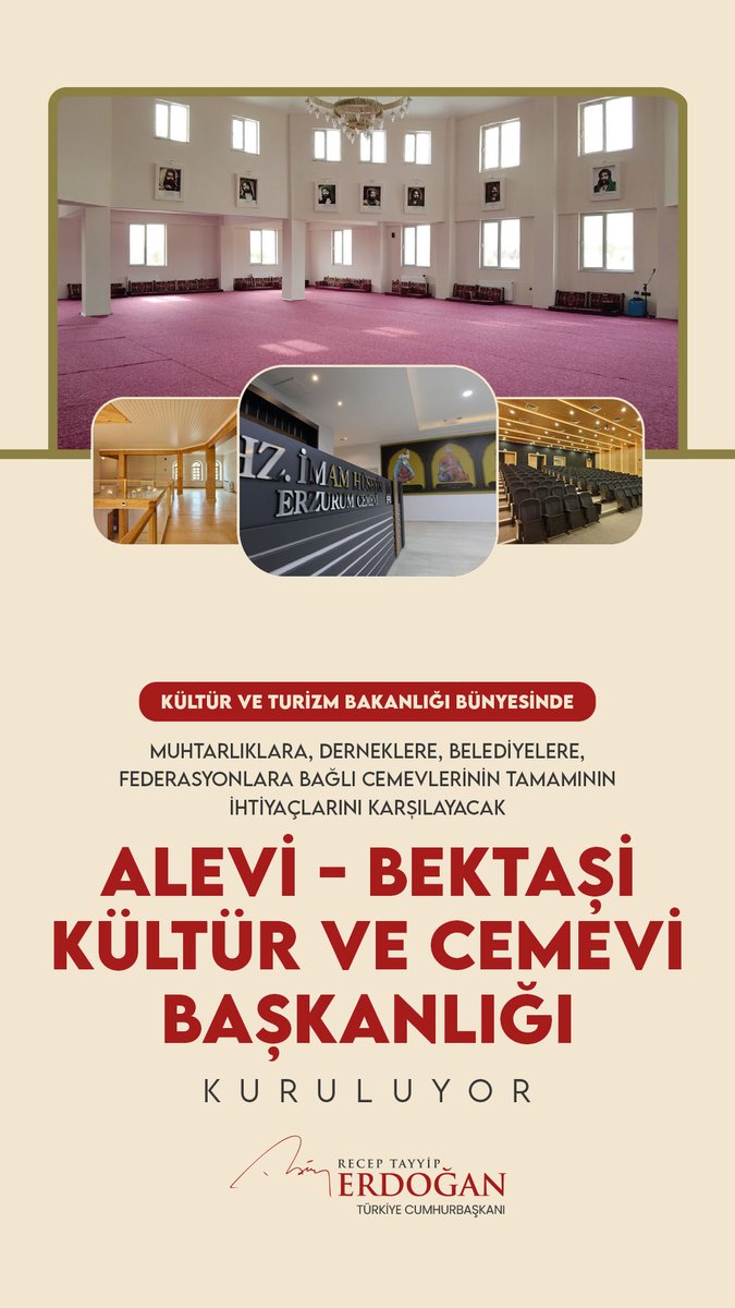 Alevi-Bektaşi vatandaşlarımızın tüm meselelerinin devlet nezdinde takibini ve yürütmesini yapacak kurumsal bir yapı kuruyoruz. Alevi-Bektaşi Kültür ve Cemevi Başkanlığı; muhtarlıklara, derneklere, belediyelere, federasyonlara bağlı tüm cemevlerinin ihtiyaçlarını karşılayacak.