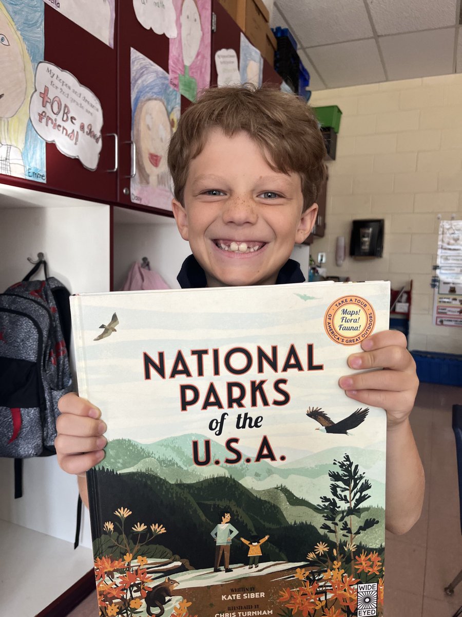 This cutie was so excited about yesterdays lesson on John Muir and National Parks that he brought this book from home to share with the class! #MHEducation #FindtheKind ⁦@JJESOwls⁩