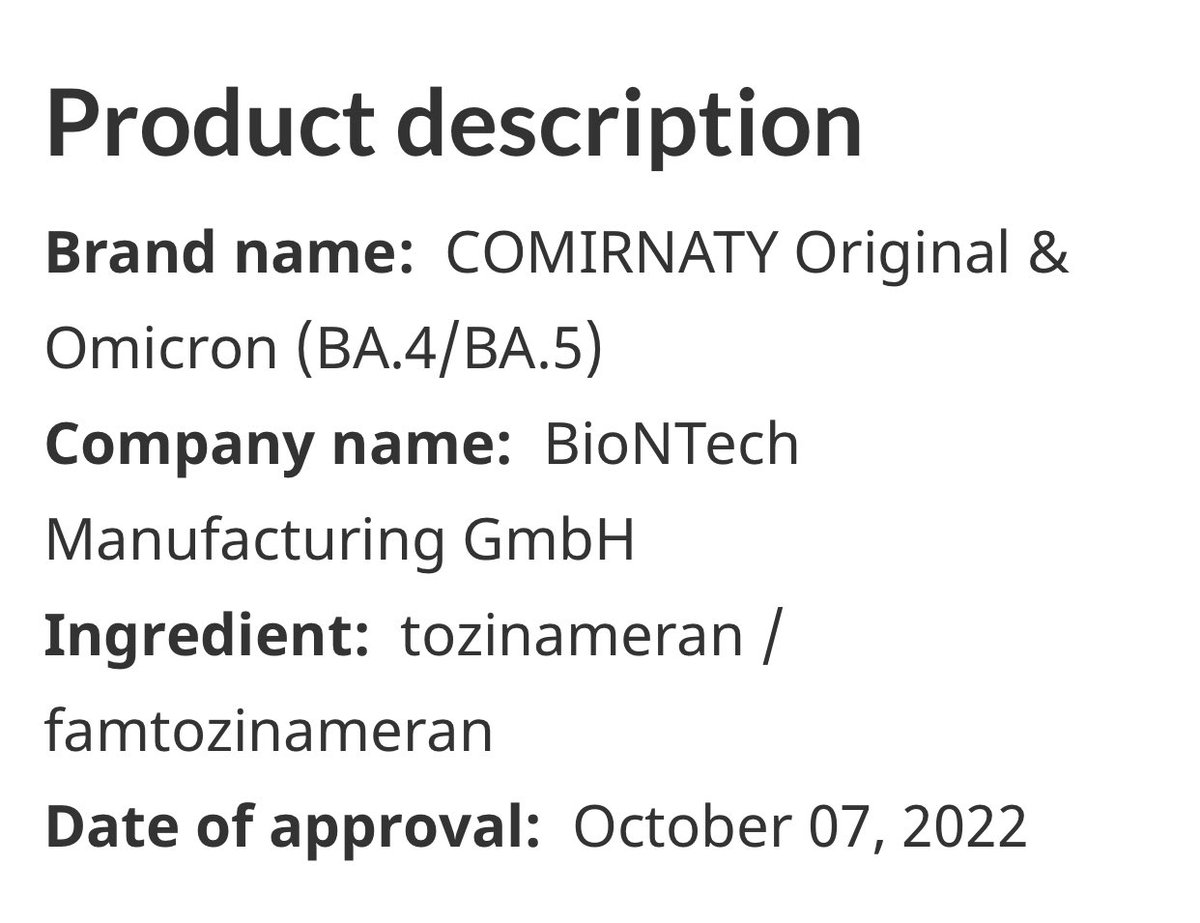 LaurenPelley's tweet photo. It’s official: Pfizer bivalent BA.4/BA.5 #COVID19 vaccine has been approved for use in Canada. Announcement expected later this morning.
https://t.co/ORy3b7LMYH https://t.co/J3lMYemYc9