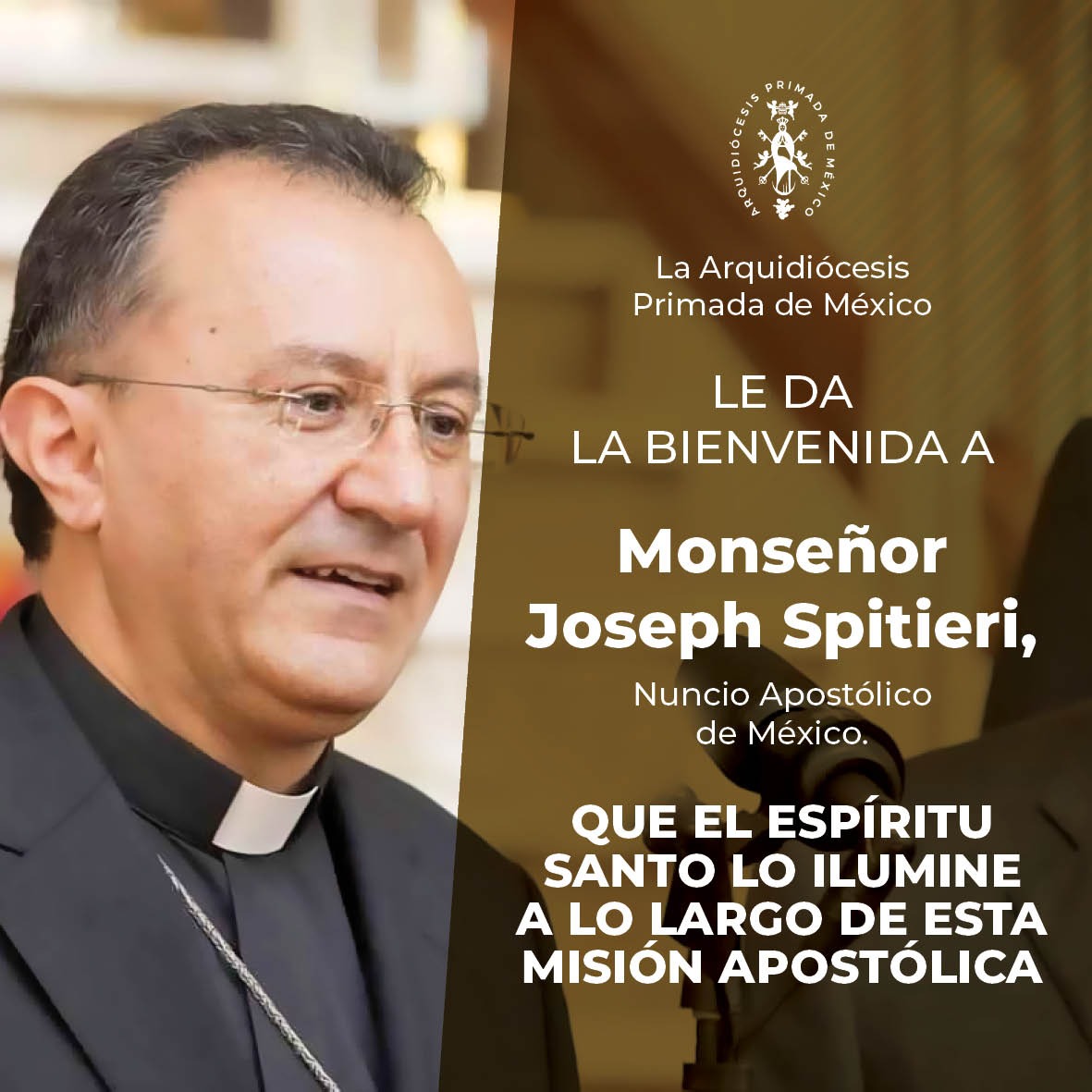 ArquidiocesisMx's tweet photo. La Arquidiócesis Primada de México se alegra en recibir al nuevo Nuncio Apostólico de México Mons. Joseph Spitieri.
¡Bienvenido! https://t.co/SUfjMTa4ti