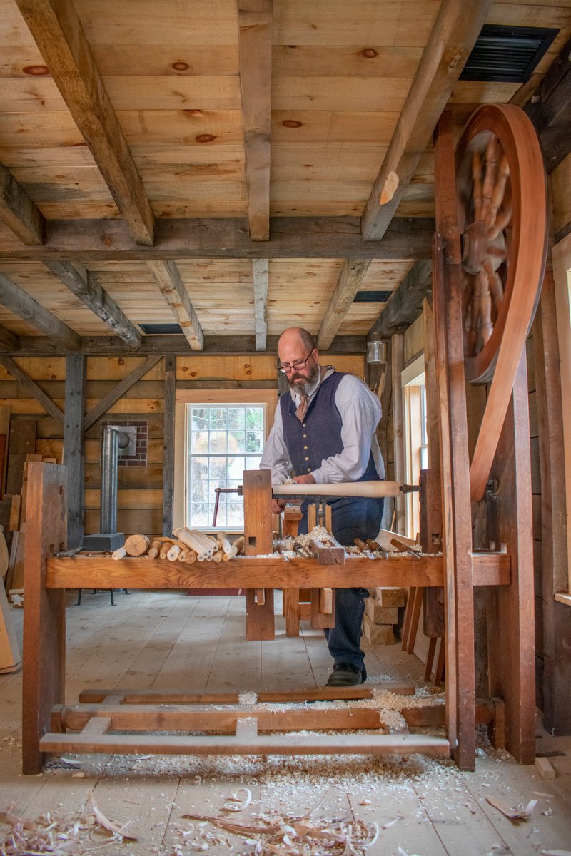 oldsturbridge's tweet photo. #OnThisDay last year, the Cabinetmaking Shop opened to the public for the first time. Sturbridge and the surrounding region were home to some of the foremost rural cabinetmakers of the early 19th century, including Nathan Lumbard and Oliver Wight. #Woodworking https://t.co/hqKgvp1WQS