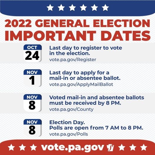 RepHerrin's tweet image. Important Dates for the November, 2022 Election:
📱 Voter registration deadline is October 24.
✉ Mail-in ballot application deadline is November 1.
✅ Election Day, Nov 8 – Polls are open. Voted mail ballots must be *received* by the County by 8 PM.