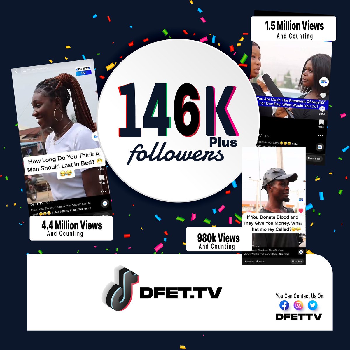 defutureelite's tweet photo. Thank you to our 146,000 followers on tiktok. Join your one-stop entertainment channel and stay laughing all day. 

https://t.co/OOFSPZxXmU

#dfettv #tiktok #followers https://t.co/DOUhkVad5t