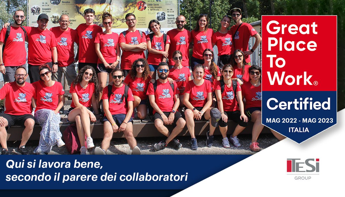 GPTWItalia's tweet photo. 🎉 Congratulazioni a TESI Group per aver ottenuto la #Certificazione di #GreatPlaceToWorkItalia per la prima volta!
🔗 Scoprite di più sull’azienda: https://t.co/CUUfe4lKGf
#gptw #lavoro #aziende #GreatPlaceToWork #employerbranding #work #employees #gptwcertified #tesigroup https://t.co/YlxQ8bd9xR