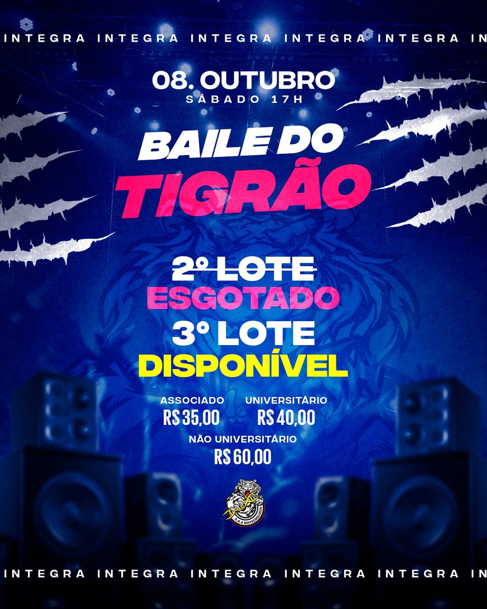 aaabiotec's tweet photo. 3º lote tá na pista! Garanta o seu enquanto há tempo 🐯💛💙 Se você não for, só você não vai 🤪

Ingressos pelo cheers no link da bio!! https://t.co/KeeCiG6O2K
