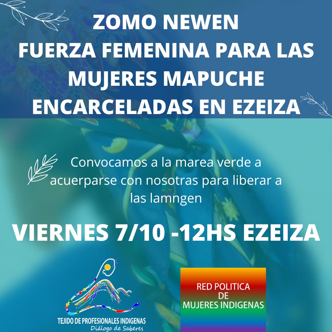 SoberanxsCapit's tweet photo. Exigimos la inmediata liberación de presas mapuches en huelga de hambre en Ezeiza trasladas a 1500 km de sus tierras
Martha Jaramillo
Débora Vera
Andrea Despo
Florencia Melo
Basta de vulnerar los ddhh
#MapuchesLibres
@alferdez
@pietragallahora https://t.co/z92ZI4Utiy
