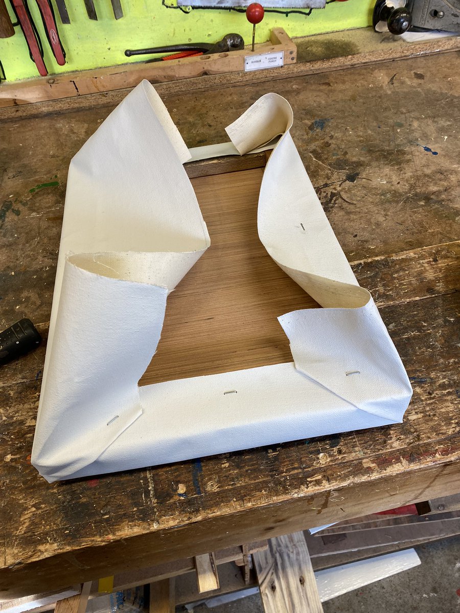mkhshed's tweet photo. The Shed art group, not painting this week, but learning how to make canvas stretches for their next painting project. https://t.co/H1nYimpA4k