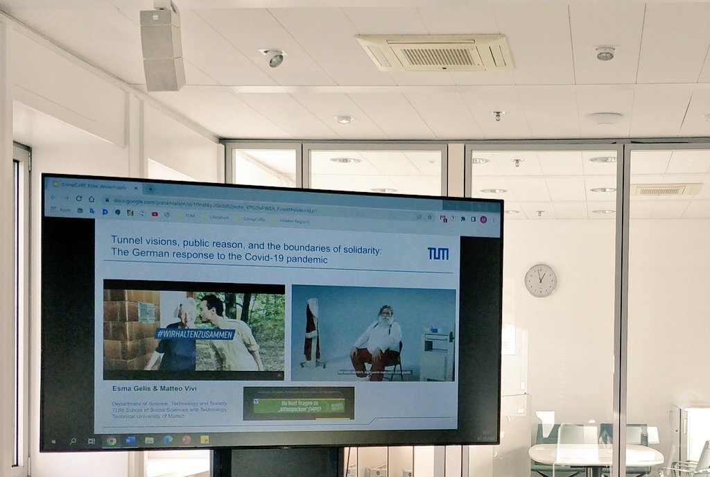 Jetzt: spannender Vortrag von Esma Gelis und Matteo Vivi (<a href="/TUM_STS/">TUM Department of Science, Technology & Society</a>) zur COVID-19 Politik in Deutschland: "Tunnel visions, institutionalised public reason, and the boundaries of solidarity"
#insist22