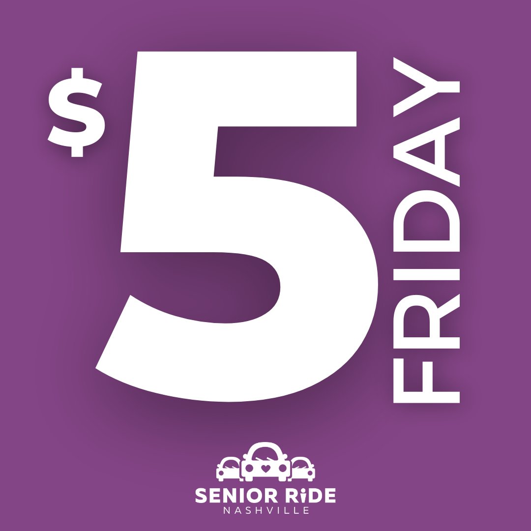 It is 💲5️⃣ Friday. A donation of just $5 helps make sure seniors have transportation to essential appointments and stay connected to the community. Donate on Venmo (SeniorRideNashville) or through our website: seniorridenashville.org/donate