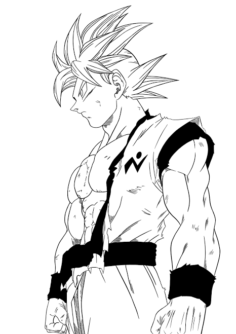 Desenho preto e branco goku