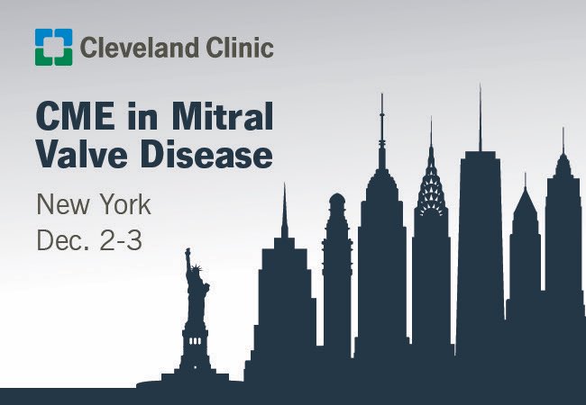 Join us in NYC Dec 2 & 3 for @CleClinicHVTI’s Mastering the Mitral Valve. With a case-based approach to every facet of mitral valve disease, expert faculty will discuss emerging treatment options & state-of-the-art imaging used for decision-making. Link: bit.ly/3SJ7HcZ