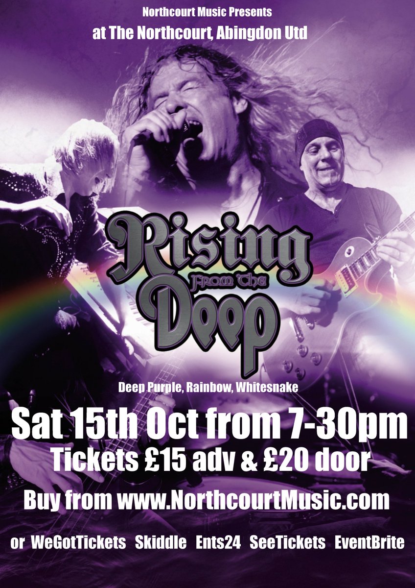Next at The Northcourt Rising From The Deep - Purple, Rainbow & Whitesnake tribute Sat 15th Oct. Top notch musicians with a special nod to the Jon Lord sounding Hammond playing...just sublime