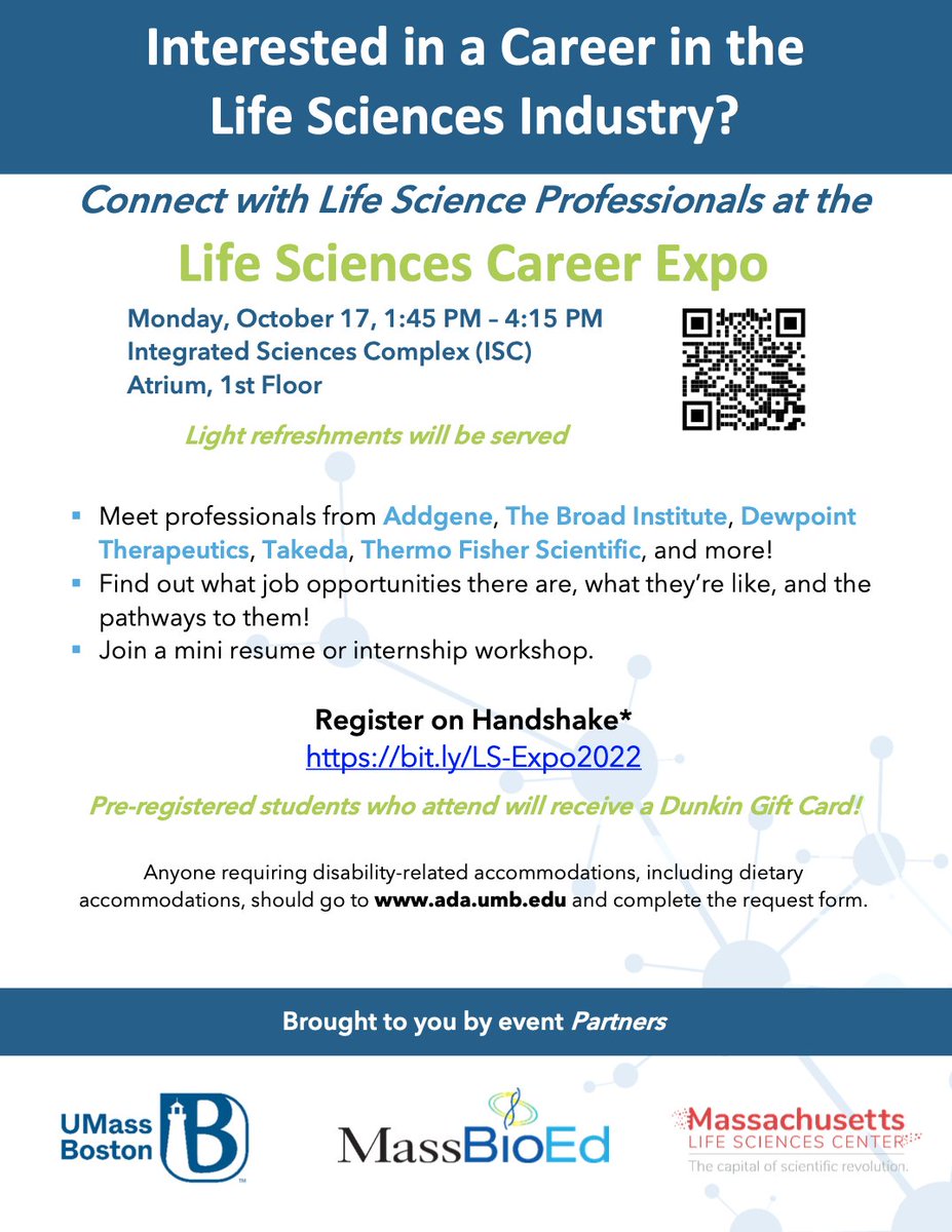 SSC_CSM's tweet image. Please join us at the Life Sciences Career Expo on Monday, October 17! Great opportunity for #lifescience majors to explore careers!