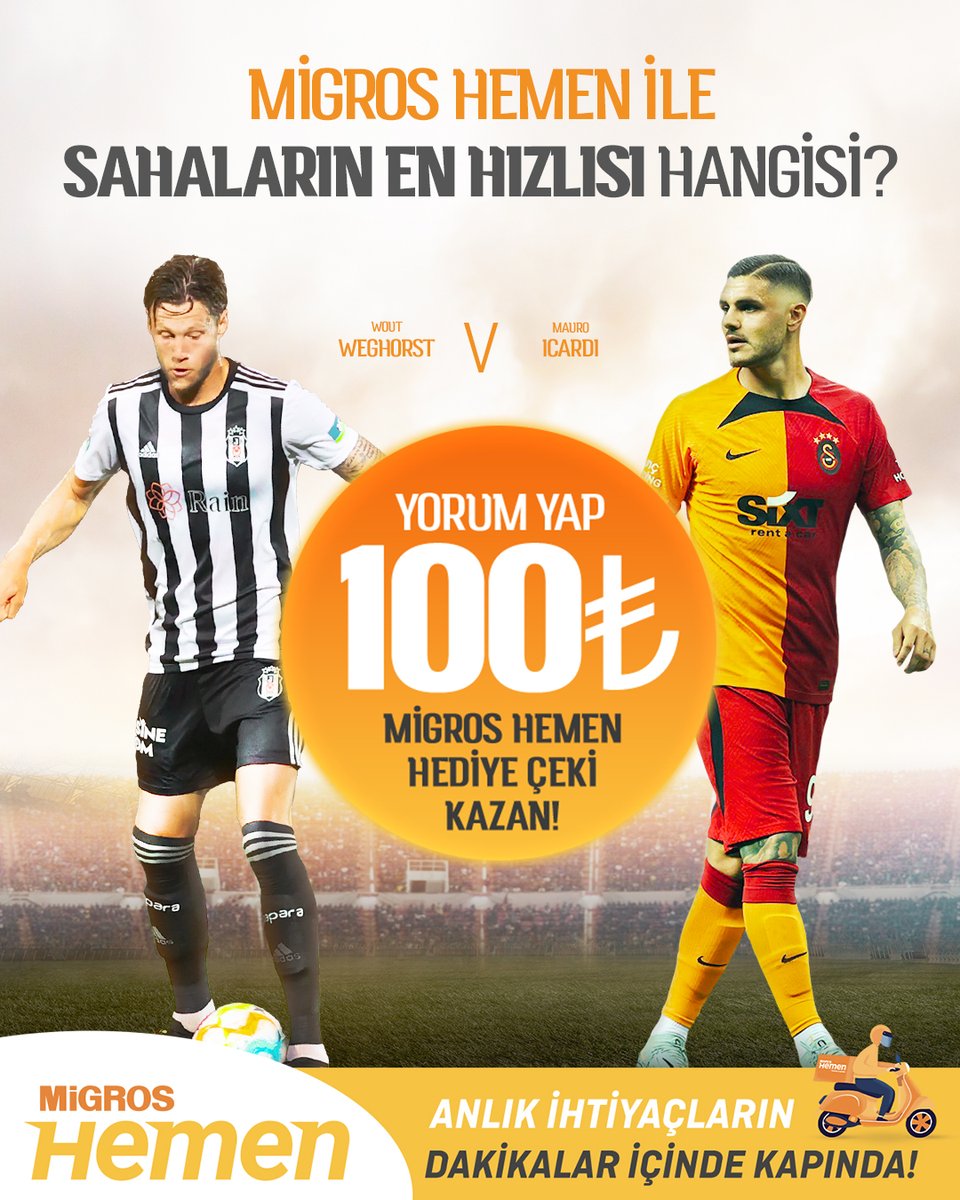 futbolarena's tweet photo. 🚀 #MigrosHemen ile Sahaların Hızlısı! 🧐 Senin tercihin hangisi?

✅ Yorum yap
✅ Paylaşımı beğen ve RT yap

🎁 10 kişiye 100 TL değerinde Migros Hemen hediye çeki!

📍 Sonuç: 10 Ekim 2022

📲 Anlık tüm market ihtiyaçların dakikalar içinde kapında! 👉 https://t.co/OpdkR2IOu4 https://t.co/rq0BLKE2xY