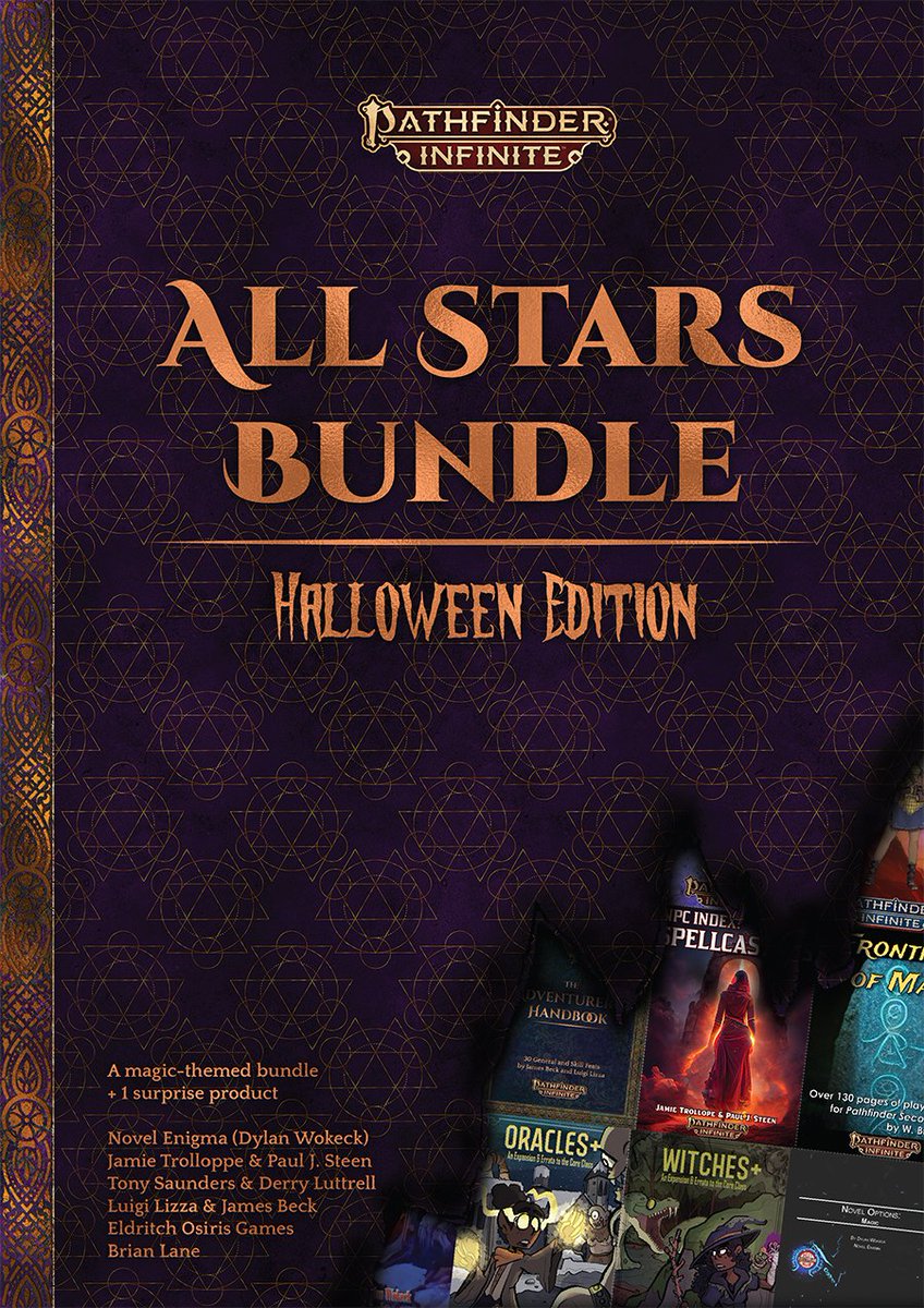 𝑰 𝒑𝒖𝒕 𝒂 𝒔𝒑𝒆𝒍𝒍 𝒐𝒏 𝒚𝒐𝒖!!!

The new magic-themed "All-Stars Bundle: Halloween Edition" is here, brewed in the cauldrons of a team of top-tier <a href="/PF_Infinite/">PathfinderInfinite</a> creators. Now until Oct 31th!

Link below, and it comes with a free surprise😈
#Pathfinder2e #pathfinder #TTRPGs