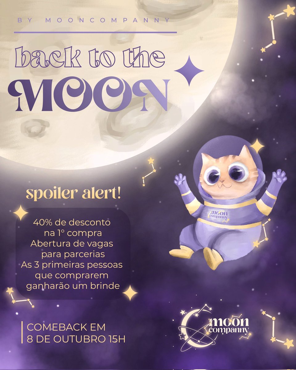 MoonCompanny's tweet image. ✦ COMEBACK ALERT!
Decidi voltar pra área do design mais uma vez, porque eu saio dele e ele não sai de mim. Fiz essa ilustra com base do que veio na minha cabeça quando pensei em "de volta à lua", e essa frase me deu a inspiração pra criar essa ilustra que eu fiquei apaixonada🥺