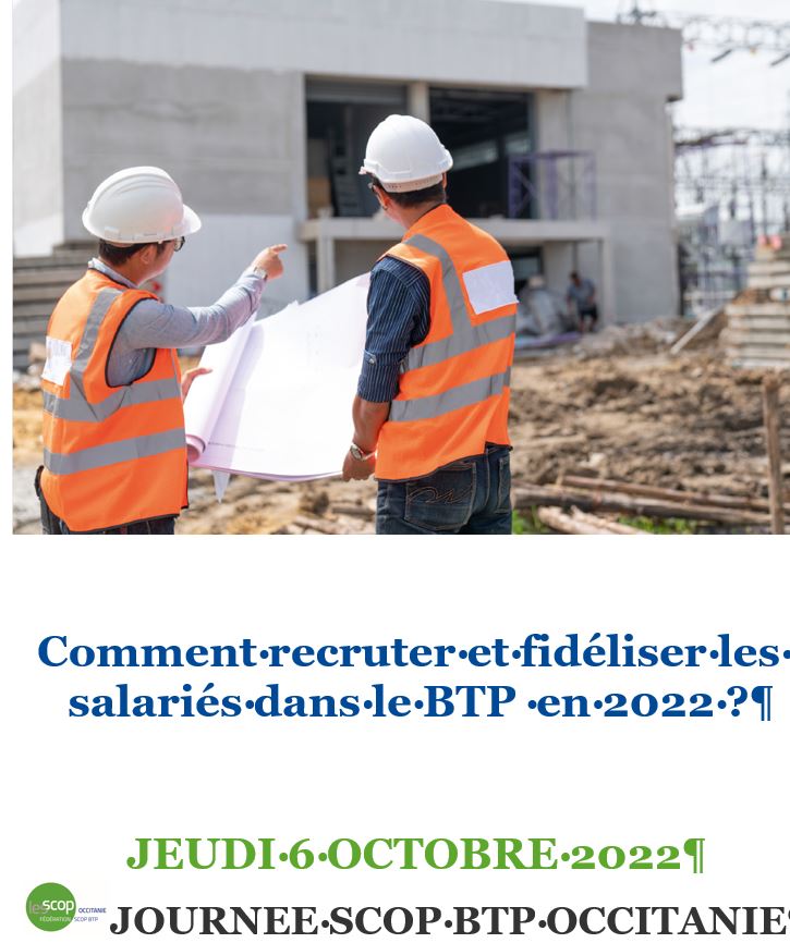 fscopbtpOcc's tweet photo. Comment mieux attirer de nouveaux salariés, fidéliser les salariés présents au sein de nos SCOP du BTP ? Quelques réponses, quelques pistes avec @apecfr Occitanie, @Constructys_et @cerc_occitanie ce jeudi 6 octobre à l'occasion du RDV annuel des adhérents de @fscopbtp Occitanie https://t.co/eEZsYQUdhq