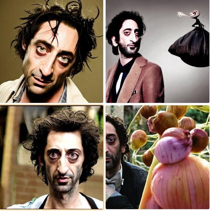 AIDreamer1's tweet photo. #AdrianBrody in a #TimBurton film about onions #StableDiffusion #aiart #generativeart #aidreams https://t.co/0ypCBwfJq8