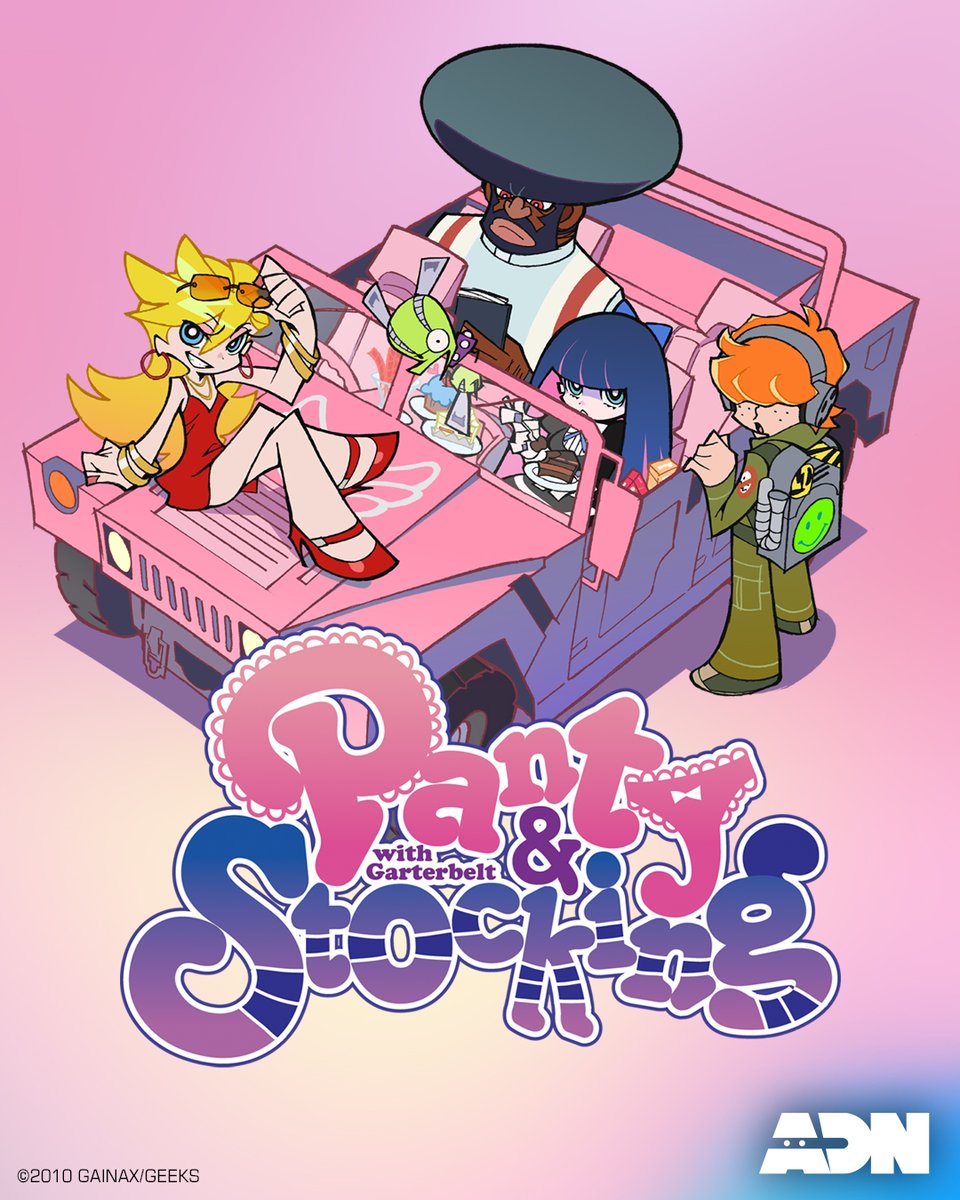 ADNanime's tweet photo. Nouveau sur ADN : Panty &amp; Stocking with Garterbelt 🎀

Avec son style d'animation digne des Super Nanas et son humour complètement barré, vous ne risquez pas de vous ennuyer devant cet anime ! 

Ah et c'est produit par Gainax, le studio derrière Evangelion et Gurren Lagann. 💙 https://t.co/qWu0geoCpG