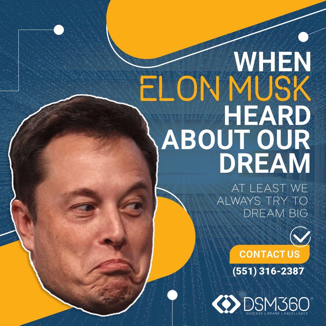 360Dsm's tweet photo. One of our dreams? To be so original that @elonmusk reacts to this tweet!
#dsm360 #dream https://t.co/v2eZqRhUqb