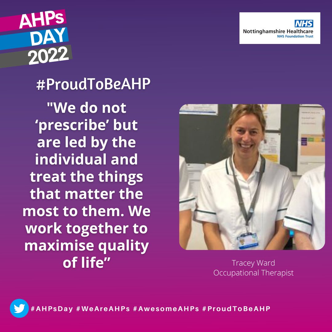 AHPsNottsHC's tweet photo. This week we are proud to be celebrating our @AHPsNottsHC Community. Some of our amazing AHP staff have been sharing why they are #ProudtobeAHP 

#AwesomeAHPs #AHPsDay #WeAreAHPs https://t.co/qVylhpDy2Q