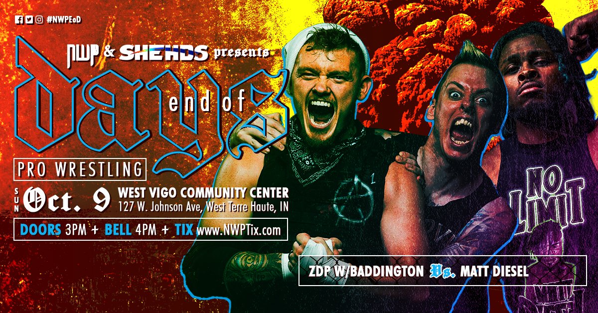 NewWave_Pro's tweet photo. #TurnUpTuesday is now #TurnupSUNDAY when @zdp_official1 w/@DudeBaddington  takes on the one with no limits @TheMattDiesel ! 

Tickets are still available for Sunday! https://t.co/N5JRp9SzJo https://t.co/29dTOdt6Sc