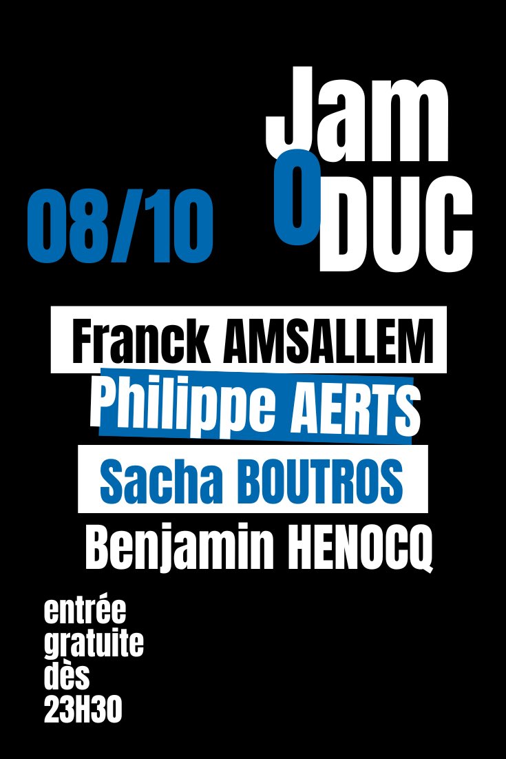 Ce soir et demain Jeremy Pelt c’est Sold Out. Mais la Jam ça commence à minuit et c’est gratuit. Viens te frotter à nos jazzcats de feu.