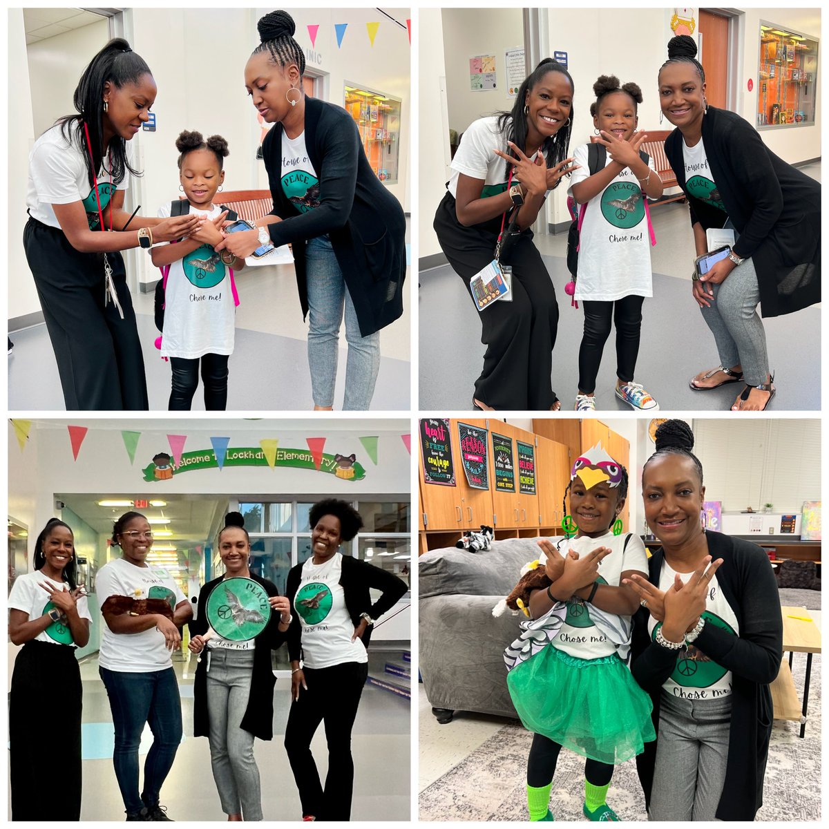LBudgewater's tweet photo. It’s a House Day💛💚♥️🖤 @lockhartES! Check out our scholars staff and community members “reppin’” their Houses! #JusticePeaceUnityEquity 🐘🦅🦓🐈‍⬛ @cameshiadawn https://t.co/vCDebx3lt1