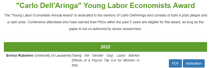 Marius_Brulhart's tweet photo. 📢Our @snf_ch postdoctoral researcher Enrico Rubolino @enrico_rubolino has won the #AIEL Young Labour Economist Award 2022 🏆🎉.
He does fascinating work in empirical public and labour economics.
Congratulations, Enrico!
👉https://t.co/pJefT1KQQl
@heclausanne @unil @SwissFiscal https://t.co/Sd5tj87VCd