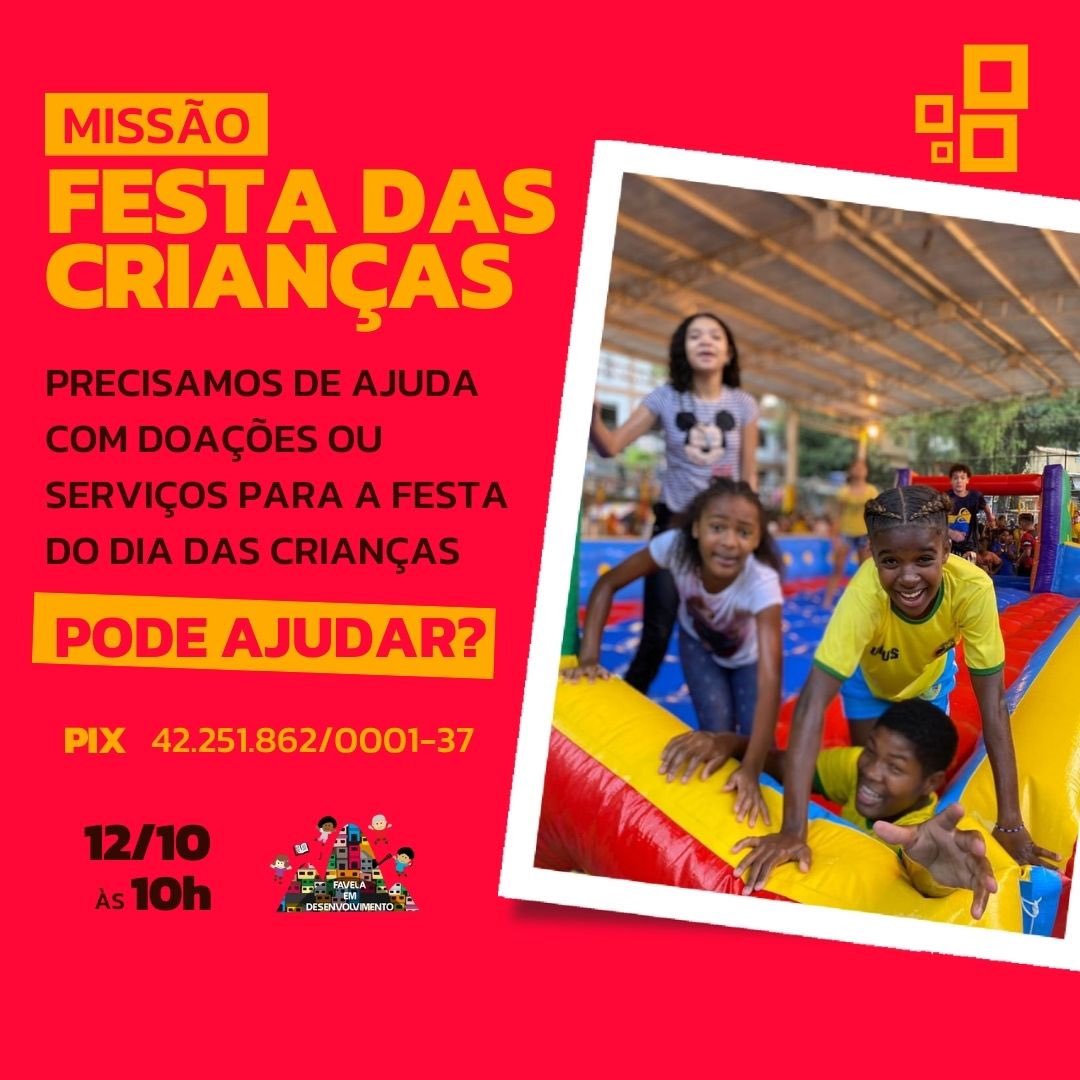 RDAdoAlto's tweet photo. O custo total da festa de Dia das Crianças é de 4500 reais. Hoje, só temos 2500.

Você pode nos ajudar? PIX 42.251.862/0001-37 https://t.co/UUfriAcybn