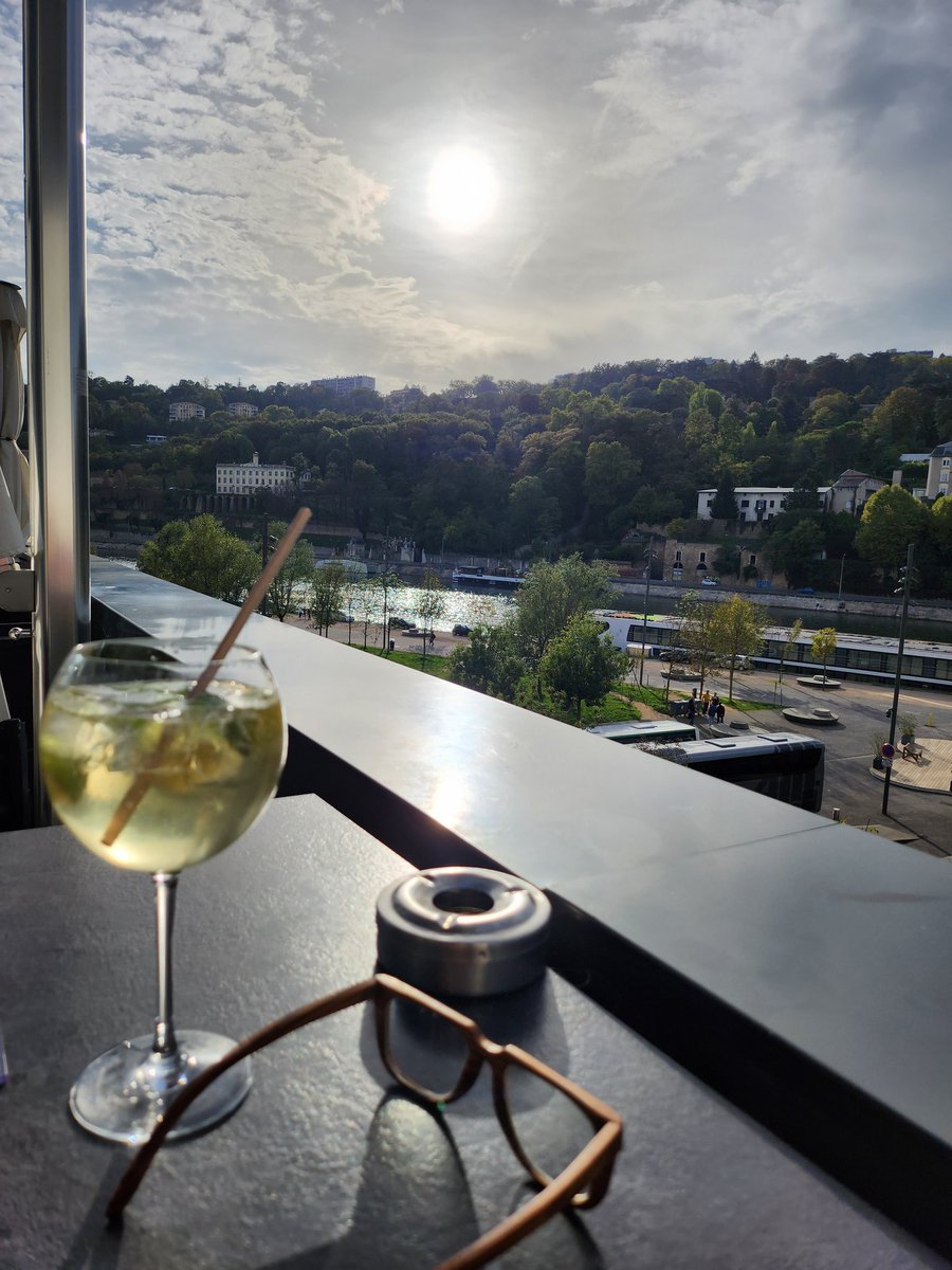 Cocktail &amp; Chill au soleil couchant, à Lyon face à la Saône. 🍸