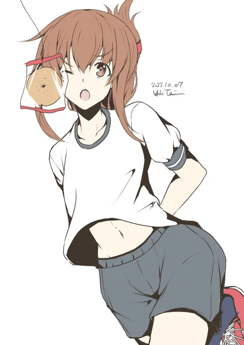 お題のパン食い競走をする第6駆の第二弾#電 #艦これ 