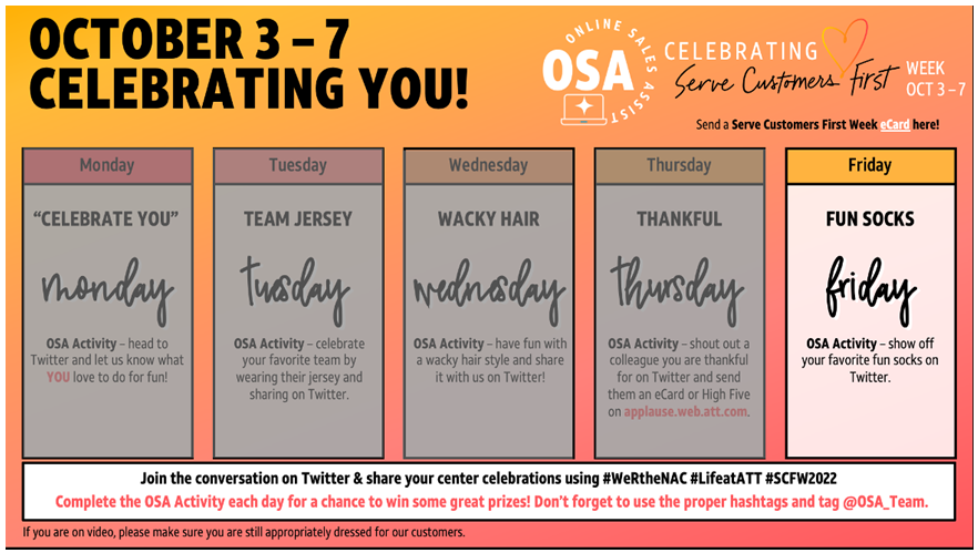 OSA (@osa_teams) on Twitter photo Fun sock Fri-YAY! Let’s show off our favorite fun sock swag
#WeRtheNAC #LifeatATT #SCFW2022
<a href="/VirtualSalesExp/">Virtual Sales Experience</a> <a href="/team_callback/">Online Call Back (OCB)</a> Fun sock Fri-YAY! Let’s show off our favorite fun sock swag
#WeRtheNAC #LifeatATT #SCFW2022
<a href="/VirtualSalesExp/">Virtual Sales Experience</a> <a href="/team_callback/">Online Call Back (OCB)</a>