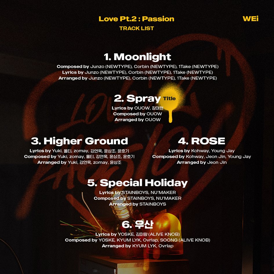 Eve_MamaWEi's tweet photo. วีไอ TRACK LIST
1st MINI ALBUM
'IDENTITY : First Sight'
2nd MINI ALBUM
'IDENTITY : CHALLENGE'
3rd MINI ALBUM
'IDENTITY : Action'
4th MINI ALBUM
'Love Pt.1 : First Love'
5th MINI ALBUM
'Love Pt.2 : Passion'
#IDENTITY #First_Sight #CHALLENGE #Action
#First_Love #WEi_Passion https://t.co/oUGJgKOLeR