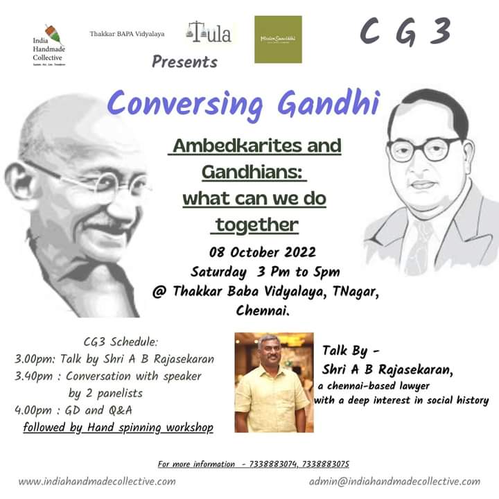 buddha_r's tweet image. #Chennai folks be there tomorrow for another episode of #Conversing #Gandhi  With @ananthoo1 @prasannagandhi6
@theluckraj 
 Recently, thanks to @thirumaofficial  a renewed interest among #ambedkarite to engage with Gandhi. @baskar6mugam @dilipsrinivasan