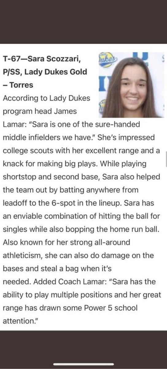 NEWarriorsSB's tweet photo. Congratulations to Sara Scozzari on being named  67th in the nation from The 2024 Extra Elite Top 100 Players in https://t.co/5nOCz5yeAU. https://t.co/SBn9uoXen8