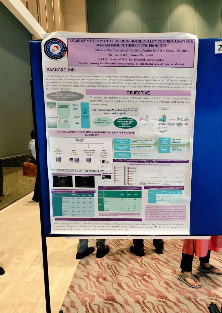 AlbeenaDr's tweet photo. Proud to present our work on "Establishment of @CTCTC_tmc as the Quality Control Centre for all GM/NGM CTPs" at #APMBT congress 2022 with @DrGauravNarula.Customized cost effective QC tests for #CART &amp; other mutiple CTPs, developed in house at @CTCTC_tmc @TataMemorial @ACTREC_TMC https://t.co/SSRSsCCYZ8
