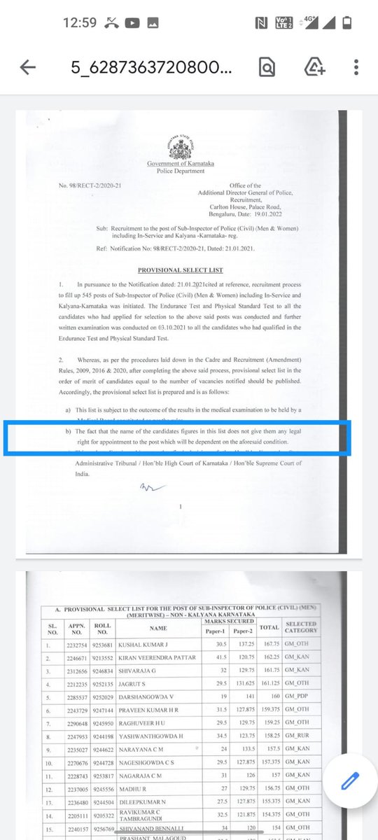 Ravisha91243836's tweet photo. @JnanendraAraga  @CMofKarnataka    @DgpKarnataka
#545PSIreExamDateannounce @highcourt Respected sirs why re-examination is legitimate and it's only way to upheld justice here are few citations and verdict from honourable supremecourt,highcourt of Karnataka and other state's ಹೈ ಕೋ https://t.co/MtV0nOI544