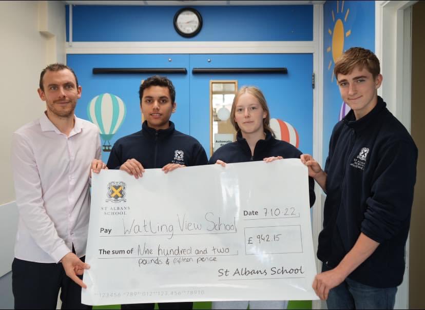 This afternoon, Sixth Form students presented a cheque of the funds raised during our Founders’ Day Service, to Watling View School, a maintained special school in St Albans catering for pupils with a wide range of complex & profound learning difficulties.