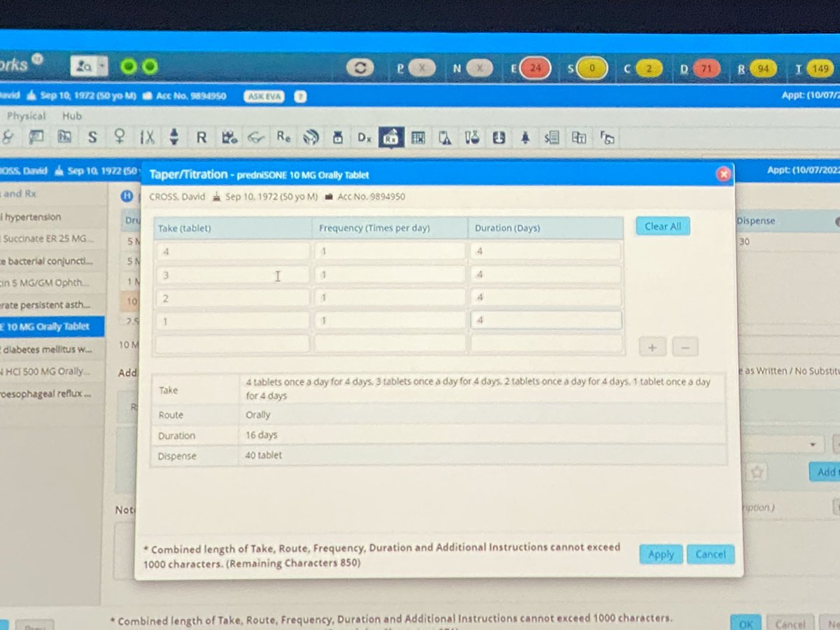 gcarlson's tweet photo. Smarter prescribing windows #eCWNC22 https://t.co/JFCieONAUs