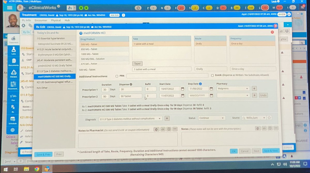 gcarlson's tweet photo. Smarter prescribing windows #eCWNC22 https://t.co/JFCieONAUs