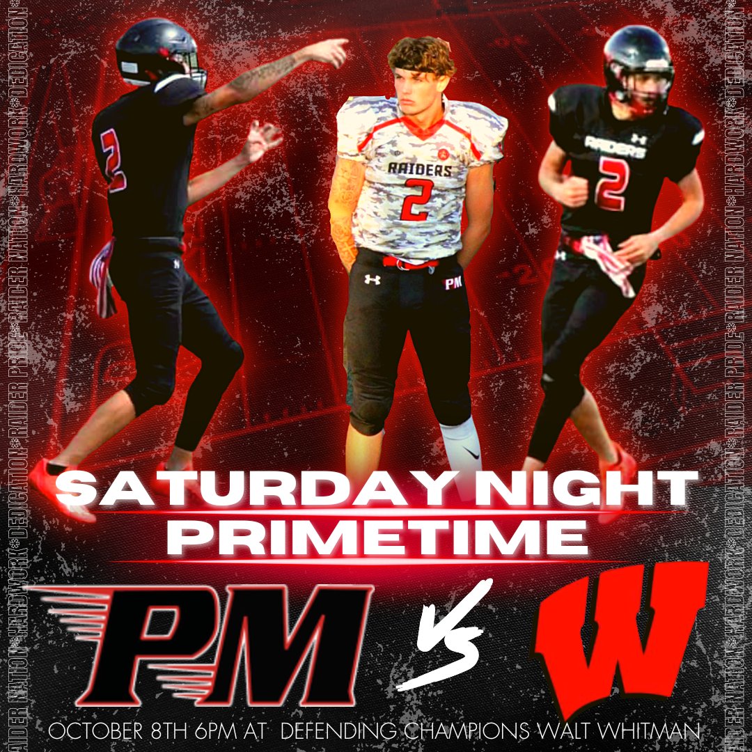 🏈 SATURDAY PRIMETIME🏈
🗓 10/8/22
🆚️ WALT WHITMAN WILDCATS🐯
🚌 ON THE ROAD🛣
🕓 6 PM
📍Huntington Station, NY
🏟 Walt Whitman Stadium 
<a href="/PatMedAthletics/">Pat-Med Athletics</a> @PatMedSchools <a href="/LIBLITZ/">LI BLITZ</a> <a href="/axcess_football/">Axcess Football</a> <a href="/PrepRedzoneNY/">Prep Redzone New York</a> @NewYorkMaxPreps <a href="/LIBasketball23/">LI Sports Fanatic 🏈🏀⚾️</a> <a href="/NewsdayHSsports/">Newsday HS sports</a> #SaturdayVibes