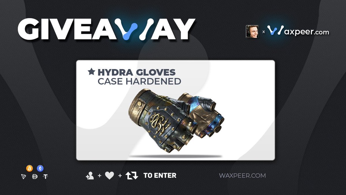 CSunfortunate's tweet image. ⭐️ HYDRA GLOVES | CASE HARDENED ⭐️

To celebrate WAXPEER and their recent V2 update launch, we've teamed up to giveaway these awesome looking gloves! To enter:

- Retweet &amp;amp; Like ♻️
- Follow me &amp;amp; @WAXPEER 🫂
- Visit: waxpeer.com 

⏰ Ends in 7 days. Good luck!