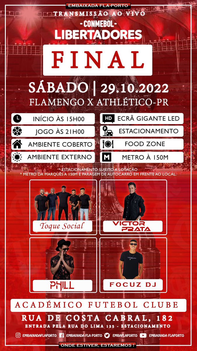 embaflaporto's tweet photo. VAMOOOOOS! O evento que vai parar o Porto ���❤️ #FlaPorto #Libertadores #VamosFlamengo #Portugal https://t.co/vAviqkUUTA