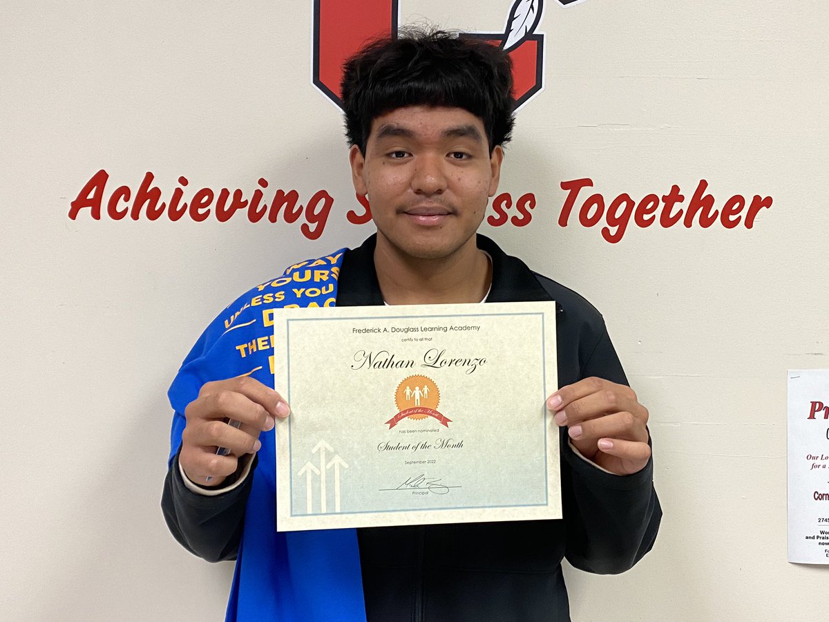 Congratulations to Nathan Lorenzo, the DLA student of the month for September. He has shown great determination in working towards his goal to graduate.