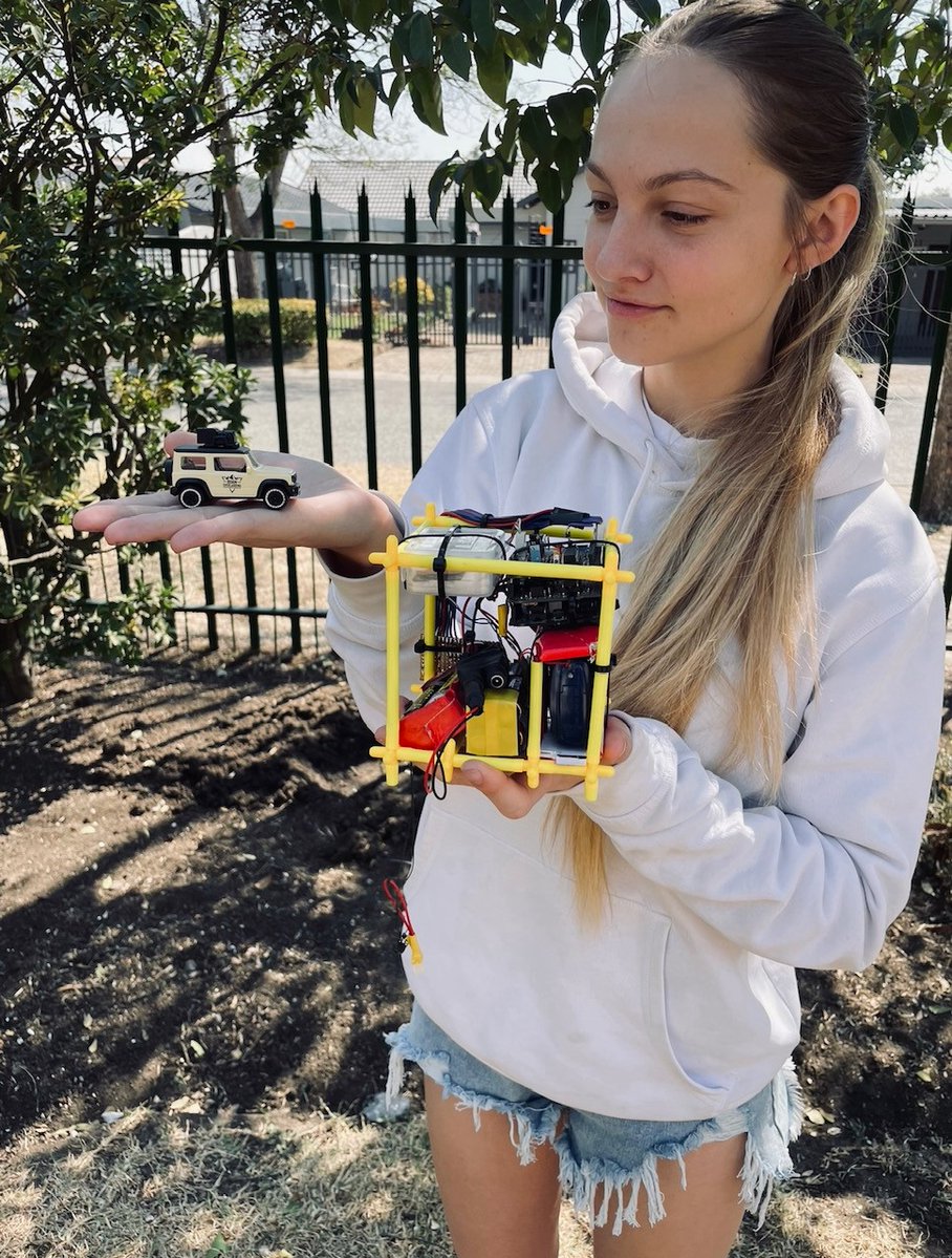 Suzuki_ZA's tweet photo. Say hello to @sydneyviljoen who’ll be embarking on a special Suzuki Space Race project.

It's inspired by @TheElonmusk’s launch of his personal Tesla into space, and to simulate Musk’s stunt, Sydney is launching a model Jimny into ‘near space’ with a high altitude weather balloon https://t.co/kc1mZXp1Yk
